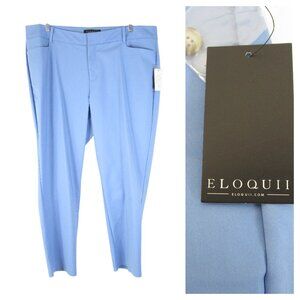 Eloquii Womens Plus Size Solid Light Blue Cropped Dress Pants Trousers Size 18